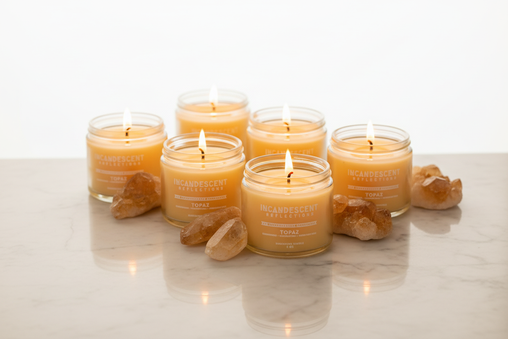 6 candles — white marble diagonal