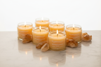 6 candles — white marble diagonal