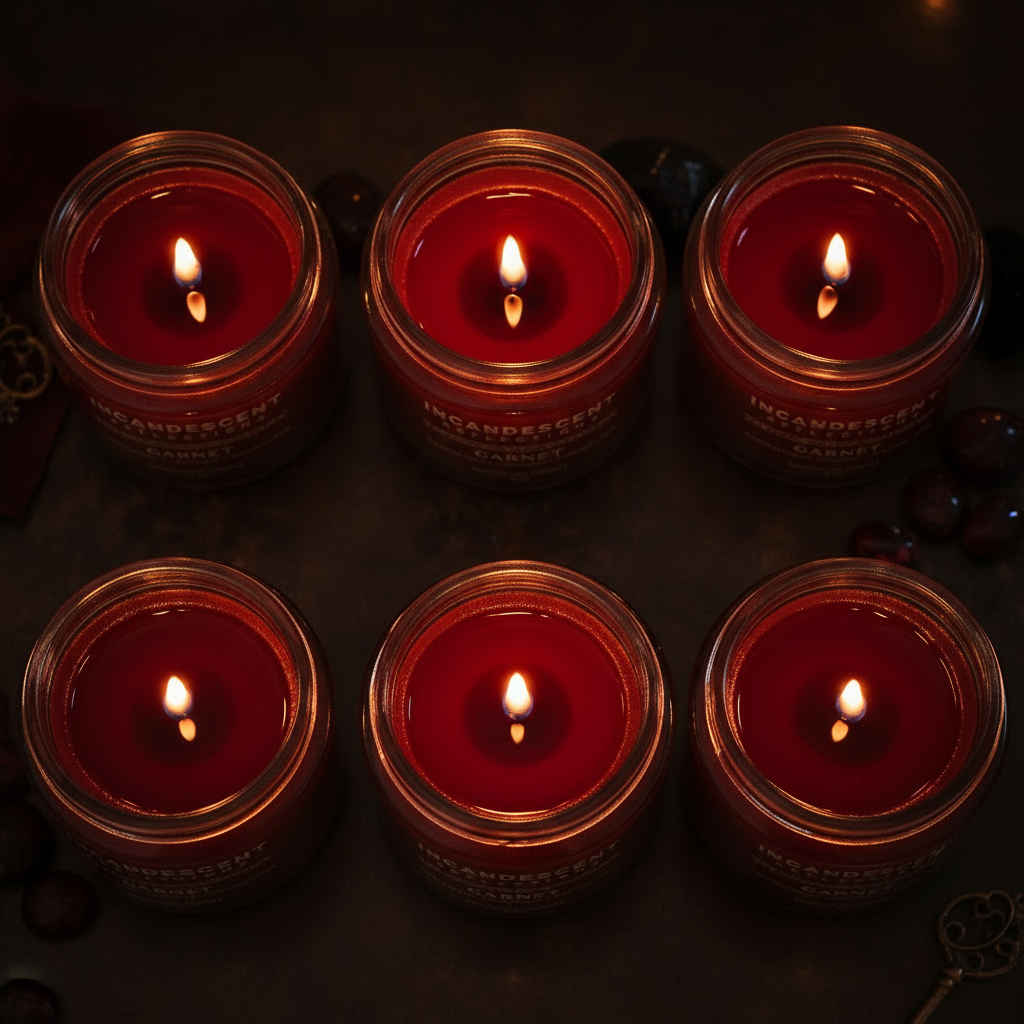 6 Garnet candles — top-down macro