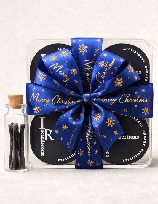 Luxury Candle Gift Set • Merry Christmas Blue Ribbon