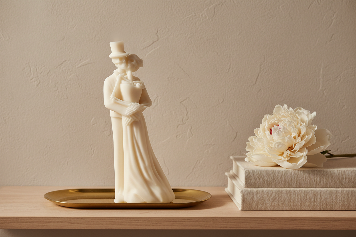 The Romantic Vow Bride & Groom Wax Sculpture