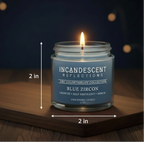 Blue Zircon — 2x2 scale, navy bokeh background