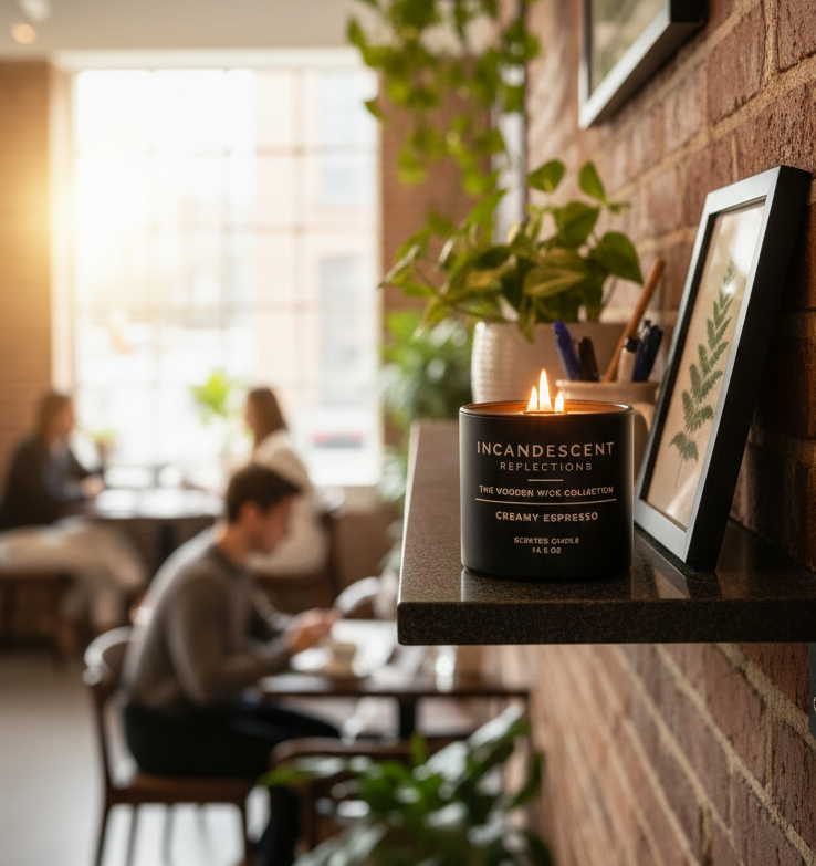 Cafe brick wall shelf botanical print