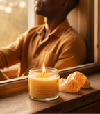 Candle lit — Black man golden hour window