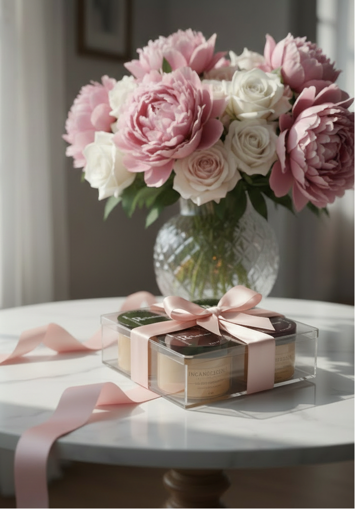 Gift Box with Flowers Scene