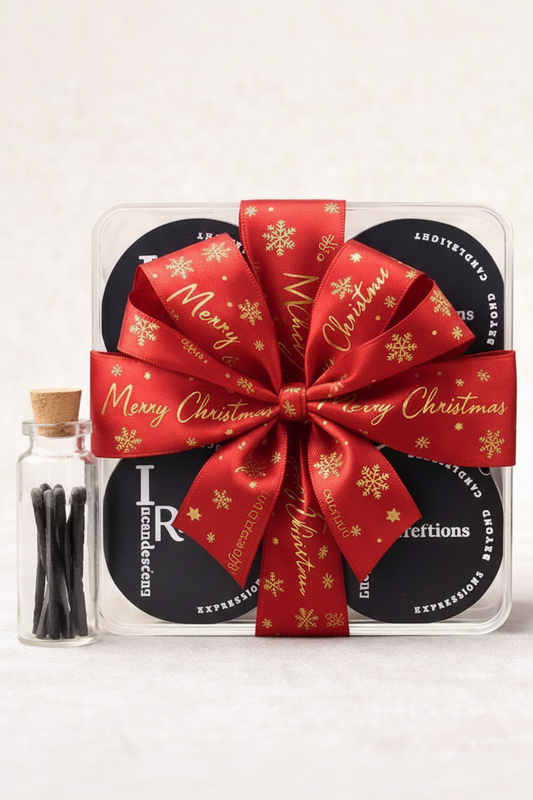 Luxury Candle Gift Set • Merry Christmas Red Ribbon