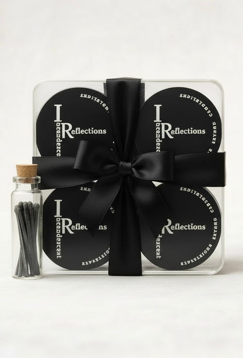 Beeswax Candle Gift Set of 4 • Black Satin Ribbon
