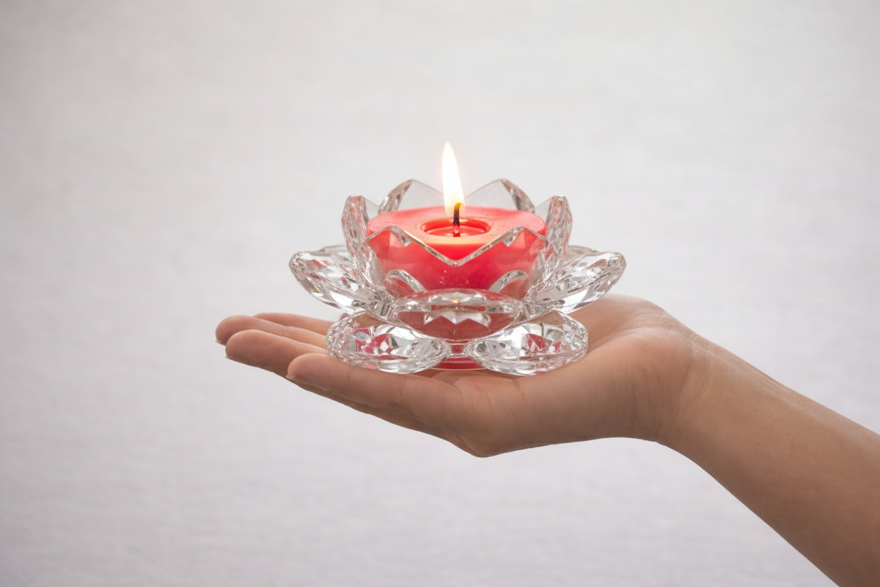 Root Chakra Candle in Hand