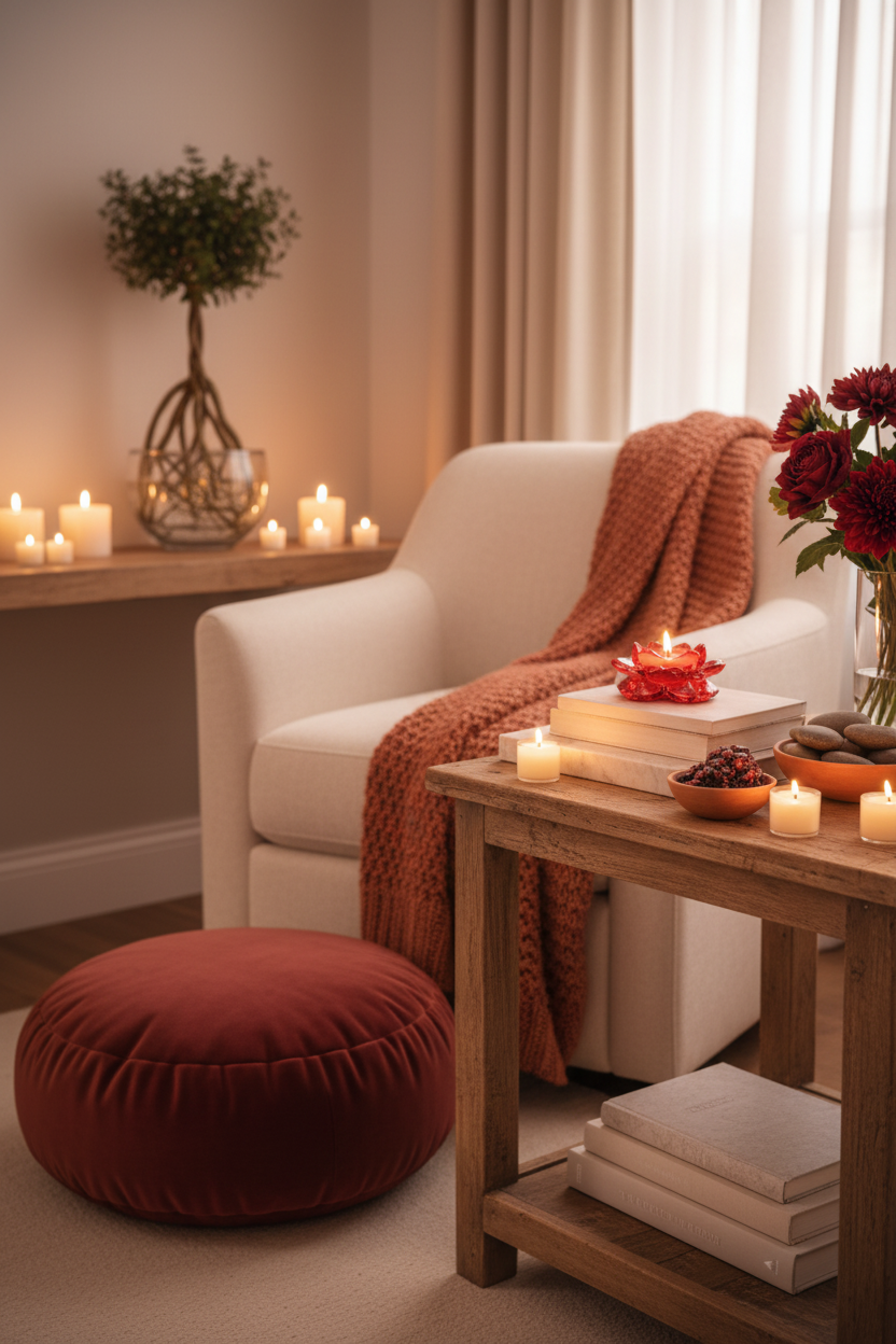 Root Chakra Candle Lifestyle Setting