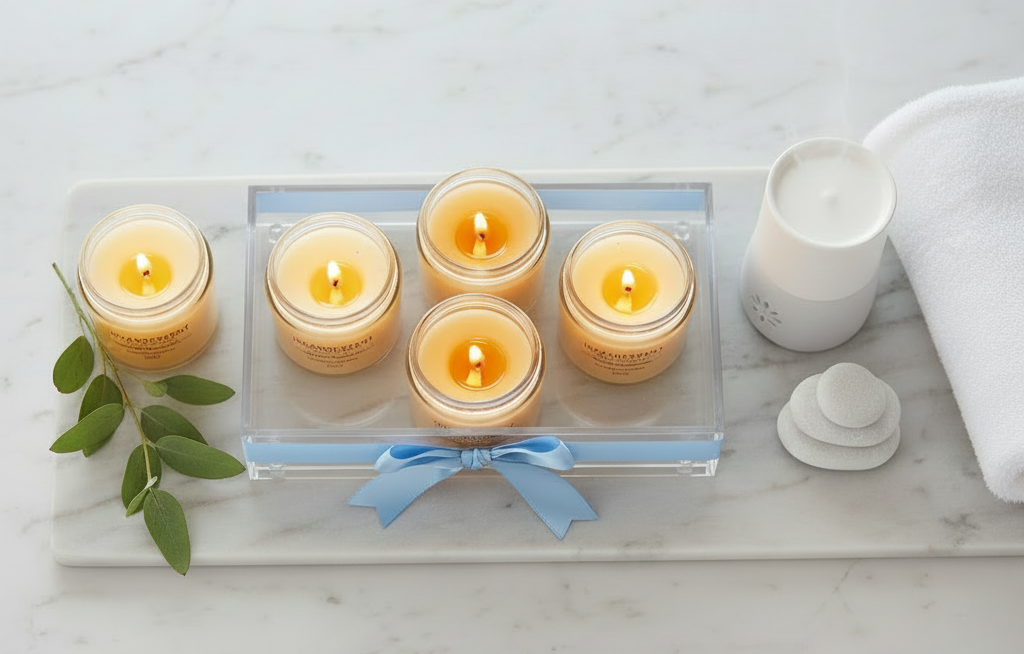 Sky Blue Spa Flat Lay - No Fairy Lights