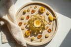 Travertine tray with botanicals