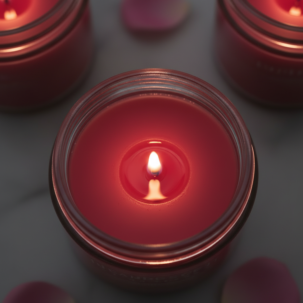 Two more candles blurred behind