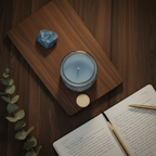 Walnut board — journal & gold pen