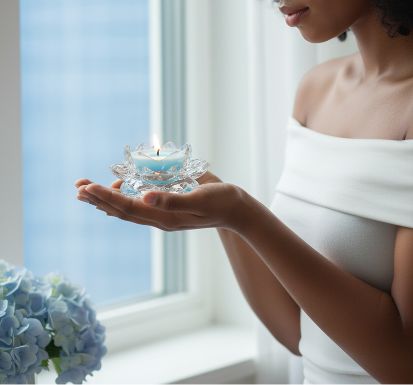 Window light — holding candle
